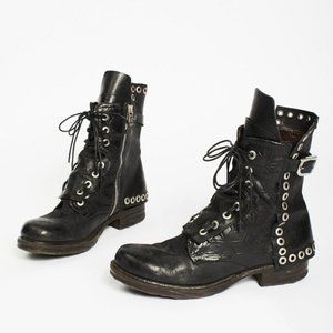 Like New A.S. 98 Sherman Combat Boots Black Studded Size 9